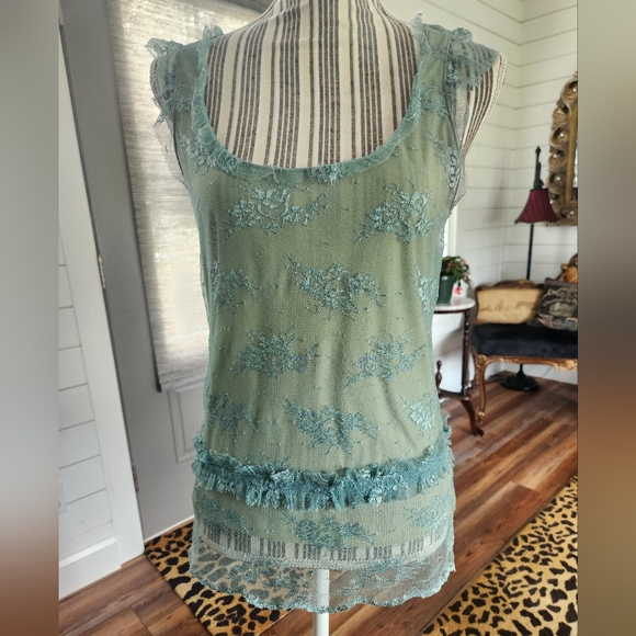 Intuitions Tops - Intuitions Lace Vintage Style Top